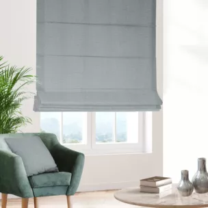 Roleta rzymska srebrna z tkaniny o naturalnym splocie z efektem melanżu