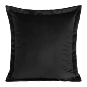 Poszewka na poduszkę 45x45 cm welwetowa czarna z ozdobnymi brzegami RIA Diva Line