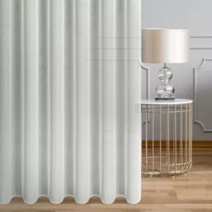 Firana szyta na taśmie 5 cm naturalna z tkaniny o naturalnym splocie, typu ETAMINA, wykończonej obciążnikiem