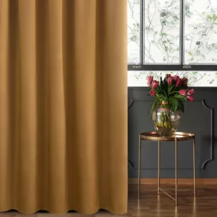 Zasłona szyta na taśmie 5 cm złota z miękkiej tkaniny welwetowej