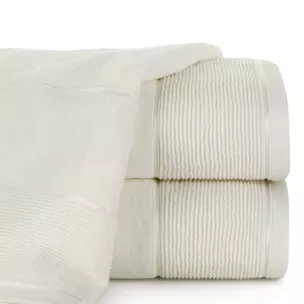 Ręcznik kąpielowy 50x90 cm bawełniany kolor kremowy z welurową bordiurą 500 g/m2 EMMA