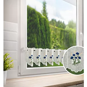 Tkanina firanowa zazdrostka zdobiona haftem polnych drobnych kwiatuszków