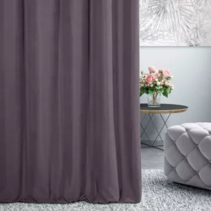 Zasłona szyta na taśmie 5 cm DORA - HIT fioletowa z miękkiej tkaniny o welurowej strukturze