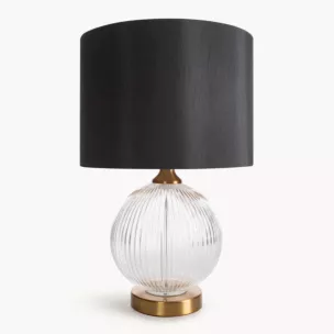 Lampa stołowa nocna czarno, złota IVY z szklana okrągłą podstawą
