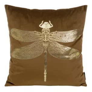 Welwetowa poszewka BLINK16 z nadrukiem złotej ważki