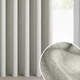 Zasłona srebrna o naturalnym melanżowym splocie 140x270 cm taśma - LEYA