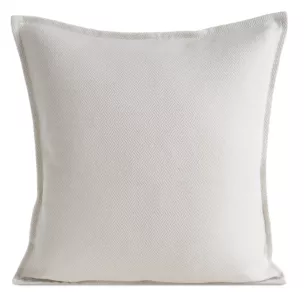 Poszewka na poduszkę 45x45 cm kremowa z żakardowej tkaniny z ozdobną wypustką LUNA - kolekcja TOLEDO