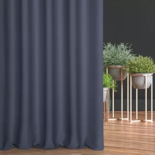 Zasłona szyta na taśmie 5 cm ciemnogranatowa z gładkiej tkaniny typu dimout
