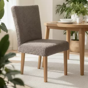 Pokrowiec na krzesło ciemnobeżowy wodoodporny 35x55x30 cm o strukturze boucle Design 91