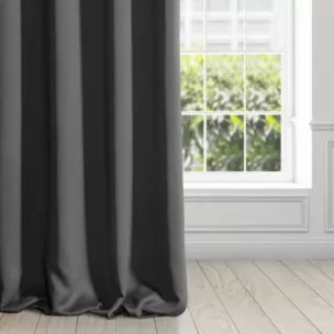 Zasłona czarna z gładkiej matowej tkaniny zaciemniającej 135x250 cm przelotka - BLACKOUT