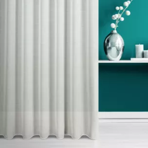 Firana szyta na taśmie 5 cm kremowa z gładkiej matowej etaminy, wykończona obciążnikiem