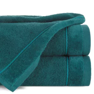 Ręcznik do rąk 30x50 cm bawełniany kolor ciemno turkusowy z kontrastującymi paseczkami 500 g/m2 SIBEL