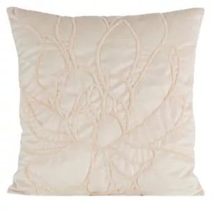 Poszewka na poduszkę 45x45 cm welwetowa kolor kremowy zdobiona naszywanym wzorem SANDI