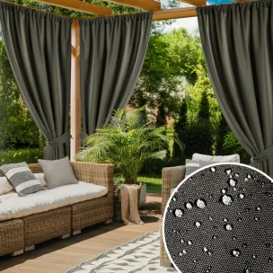 Zasłona grafitowa z wodoodpornej tkaniny idealna do ogrodu i na taras 155x200 cm tunel - GARDEN