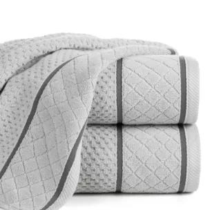 Ręcznik kąpielowy 70x140 cm bawełniany zero twist srebrny o ryżowej strukturze 550 g/m2 FAVORI