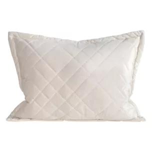 Poszewka na poduszkę 50x70 cm welwetowa, kremowa zdobiona geometrycznymi przeszyciami RIA 6 Eurofirany Premium