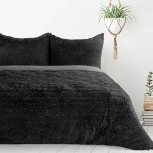 Pościel 160x200 cm z polaru kolor czarny gładka TIFFANY Design 91