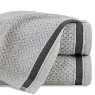 Ręcznik do rąk 30x50 cm bawełniany kolor jasnosrebrny w pasy 500 g/m2 MADLEN