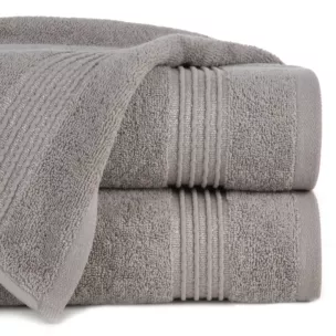 Ręcznik do rąk 30x50 cm bawełniany kolor szary zdobiony paseczkami przeszywanymi błyszczącą nicią 500 g/m2 LILA