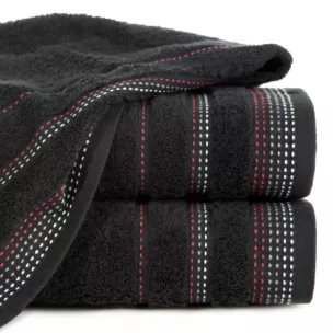 Ręcznik kąpielowy 50x90 cm bawełniany kolor czarny z ozdobnym stębnowaniem 500 g/m2 POLA