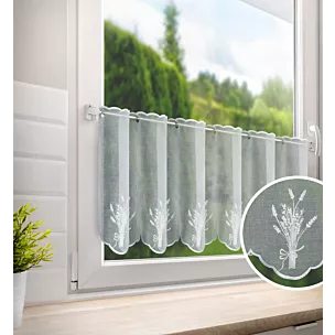 Tkanina firanowa zazdrostka z etaminy z haftem lawendy