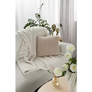 Narzuta-koc kremowy 130x170 cm z przyjemnego futerka LARIS