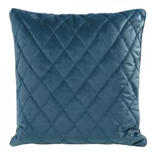 Poduszka 50 x 50 cm granatowa pikowana we wzór karo z ozdobną wypustką na brzegach VELVET 28