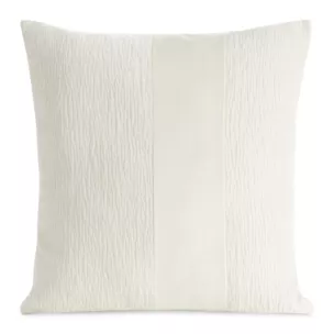 Poszewka na poduszkę 45x45 cm kremowa szenilowa zdobiona pasem z welwetu CARLA 05