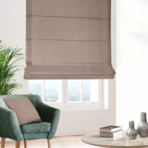 Roleta rzymska wrzosowa z tkaniny strukturalnej z delikatnym połyskiem