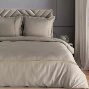 Pościel 220x200 cm z satyny bawełnianej kolor bezowy, złoty styl klasyczny HAFT 4 Eurofirany Premium