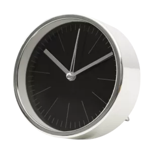 Dekoracyjny zegar stołowy w stylu vintage czarno-srebrny