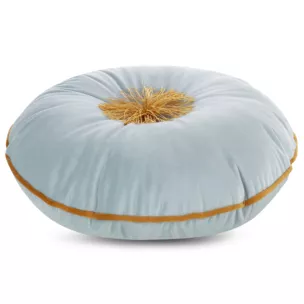 Poduszka okrągła średnica 40 cm welwetowa jasnomiętowa ze złotym chwostem i lamówką VELVET 67