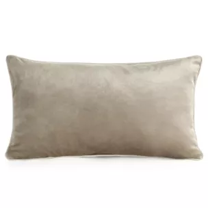 Poduszka 30 x 50 cm welwetowa ciemnbeżowa z kontrastującą lamówką GAJA 3