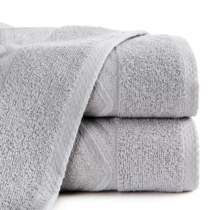 Ręcznik kąpielowy 50x90 cm bawełniany kolor srebrny przetykany błyszczącą nicią w geometryczny wzór 500 g/m2 AZARI