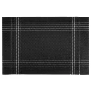 Podkładka na stół czarno, złota 30x45 cm KARA zdobiona w subtelna kratkę