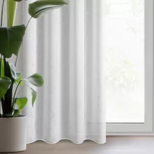 Firana biało, srebrzysta z etaminy z marmurkowym wzorem 140x270 cm przelotka Iva