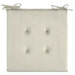 Poduszka na krzesło 40 x 40 x 3 cm  welwetowa kremowa z ozdobnym pikowaniem i praktycznymi troczkami GAJA