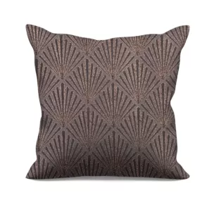 Poszewka szyta grafitowo miedziana z tkaniny, z geometrycznym wzorem, z dodatkiem połyskującej nici