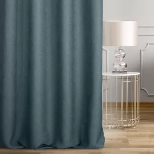 Zasłona szyta na taśmie 5 cm niebieska z tkaniny o naturalnym splocie w stylu eko