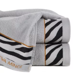 Ręcznik do rąk 30x50 cm bawełniany kolor srebrny,czarny z designerską bordiurą 500 g/m2 EVA 22 Eva Minge