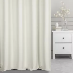 Zasłona szyta na taśmie 5 cm jasnobeżowa z gładkiej tkaniny typu blackout