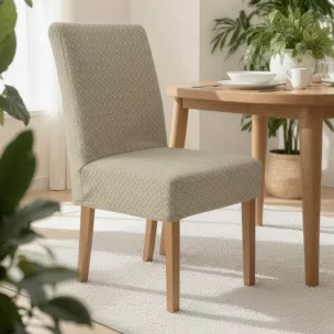 Pokrowiec na krzesło beżowy wodoodporny z wytłaczanym wzorem  Design 91