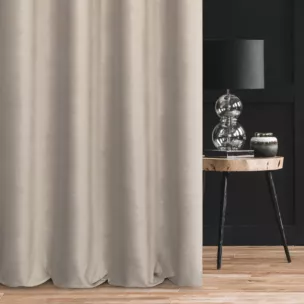 Zasłona szyta na taśmie 5 cm beżowa z gładkiego, matowego welwetu