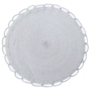 Podkładka okrągła na stół popielata średnica 38 cm TINA pleciona