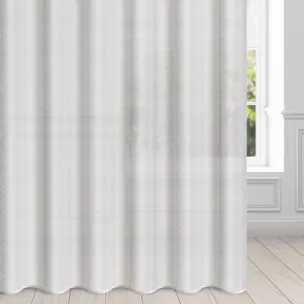 Firana biała z jasnozłotym nadrukiem drobnych kwadracików 300x250 cm taśma SIBEL