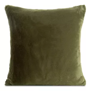 Poszewka na poduszkę 45x45 cm oliwkowa z miękkiej futrzanej tkaniny NINA