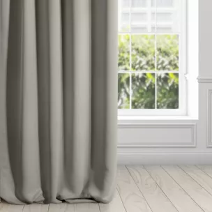 Zasłona ciemnobeżowa z gładkiej matowej tkaniny zaciemniającej 135x250 cm przelotka BLACKOUT