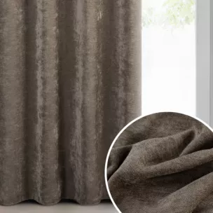 Zasłona szara z szenilowej tkaniny 140x250cm przelotki - VANI