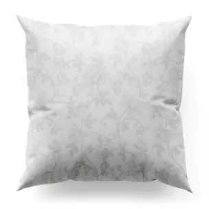 Poszewka szyta biało srebrna z gładkiej tkaniny przeplatanej błyszczącą lureksową nicią o wzorze w kwiaty