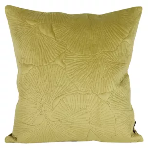 Poszewka na poduszkę 45x45 cm welwetowa kolor jasnozielony z wytłaczanym wzorem liści miłorzębu VELVET 58 Eurofirany Premium
